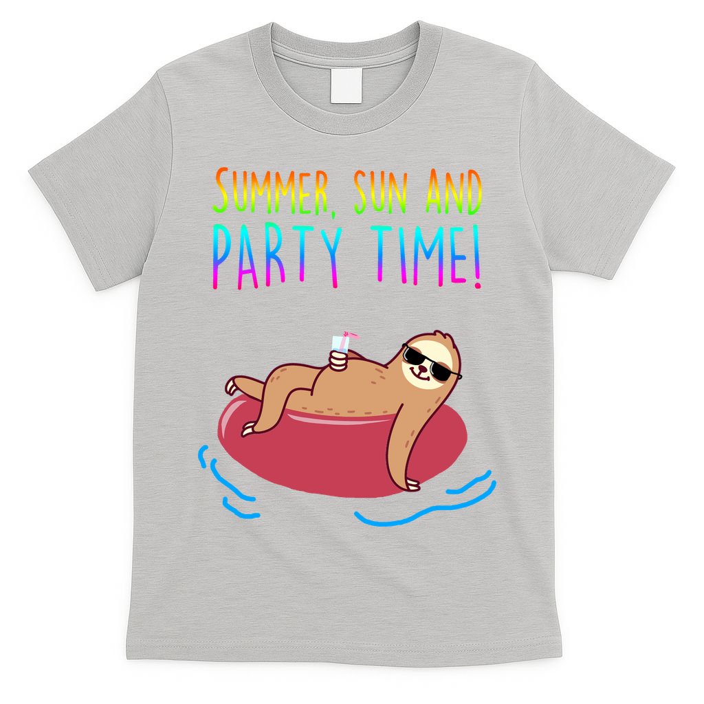 Summer Sun And Party Time Sloth Loungin T-Shirt