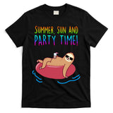 Summer Sun And Party Time Sloth Loungin T-Shirt