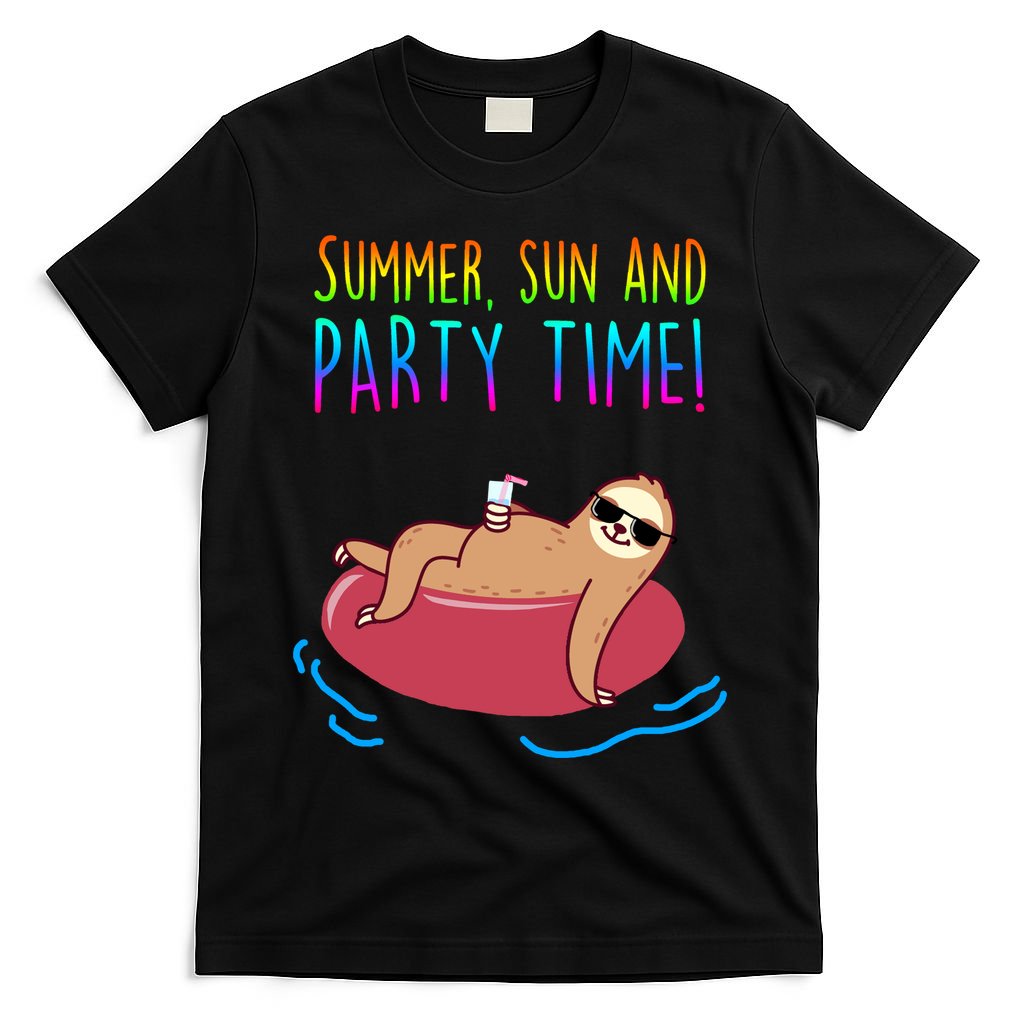 Summer Sun And Party Time Sloth Loungin T-Shirt