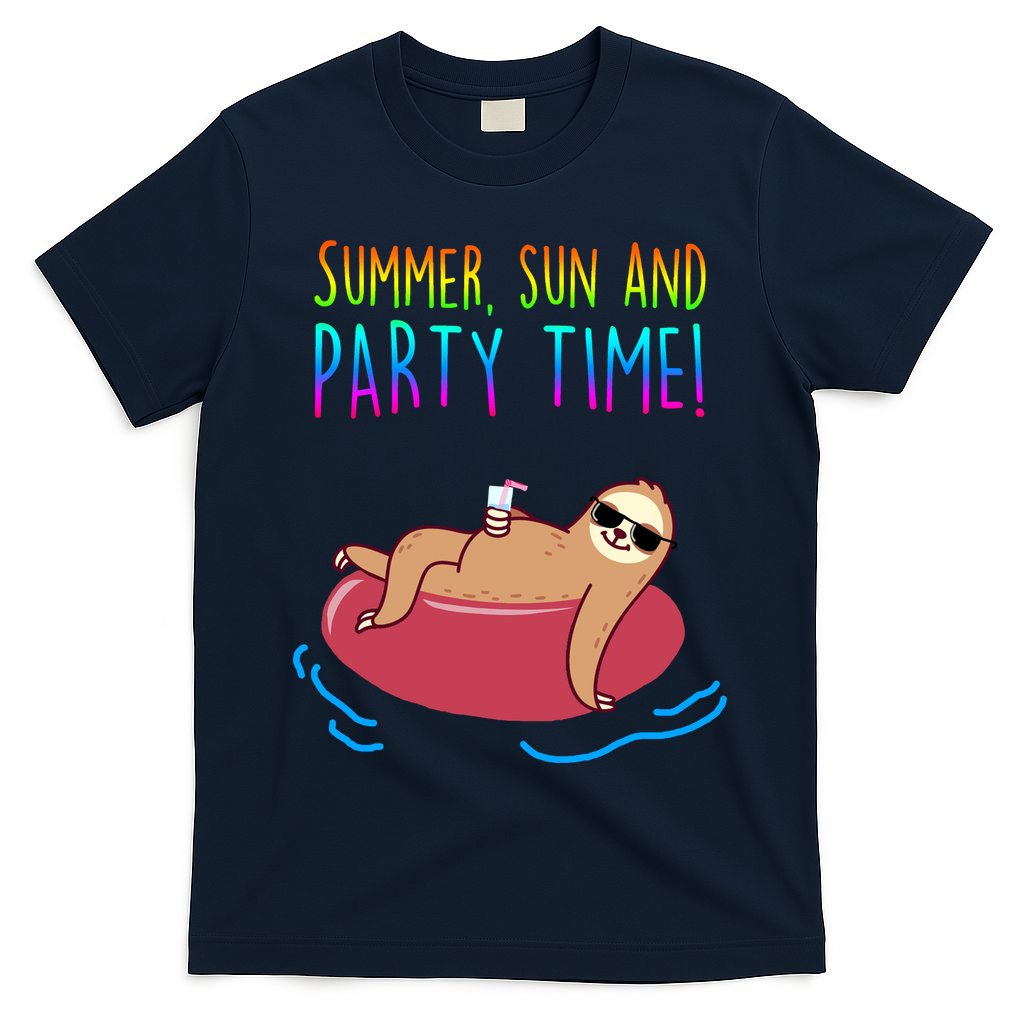 Summer Sun And Party Time Sloth Loungin T-Shirt