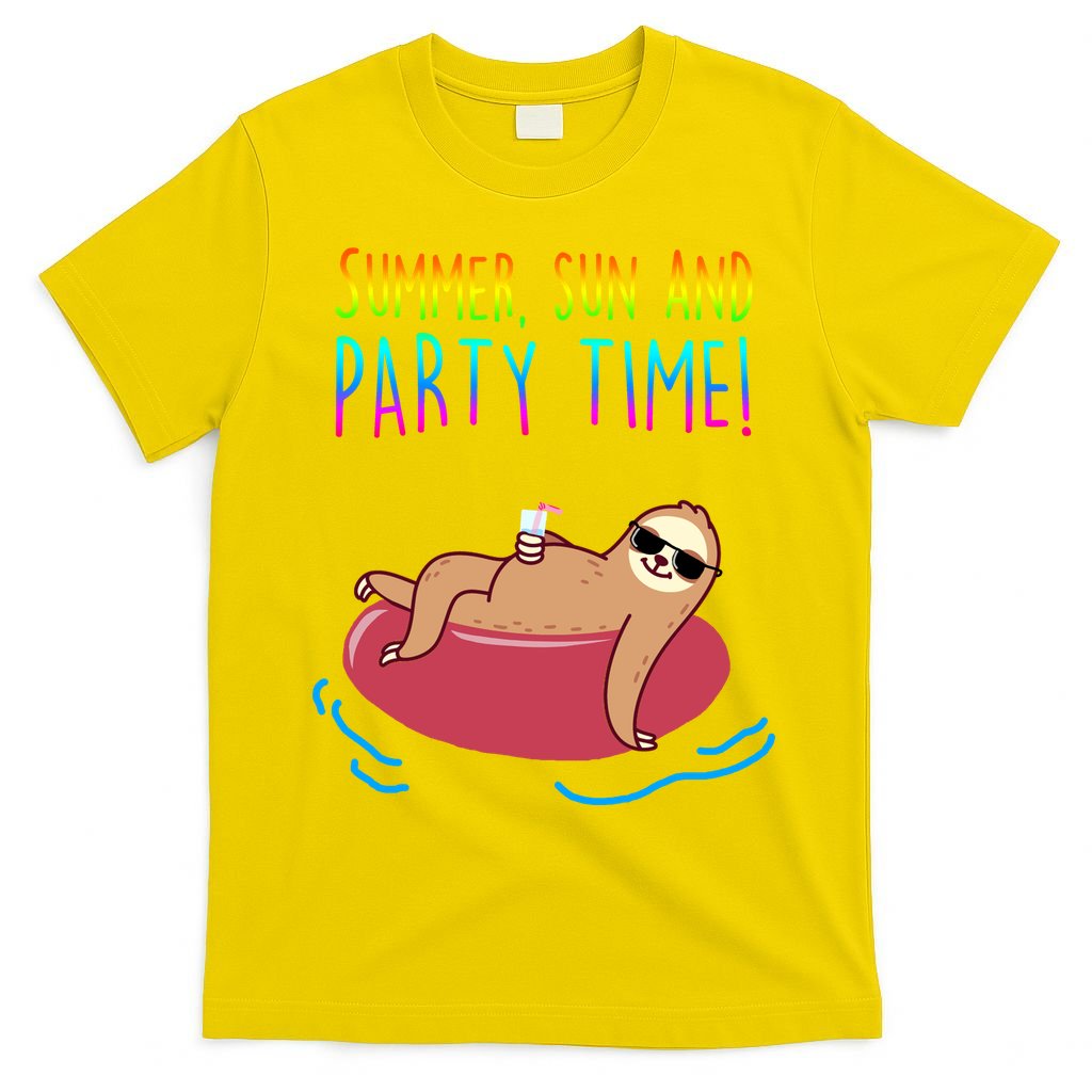 Summer Sun And Party Time Sloth Loungin T-Shirt
