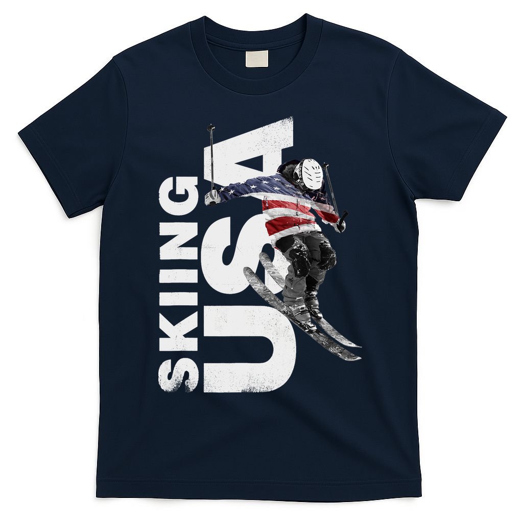 Skiing USA Support The Team USA Flag Ski T-Shirt