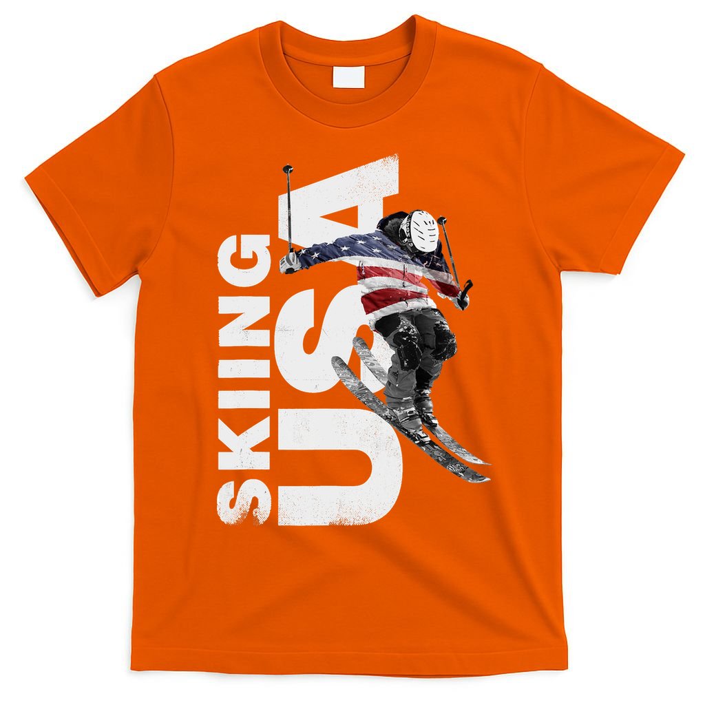 Skiing USA Support The Team USA Flag Ski T-Shirt