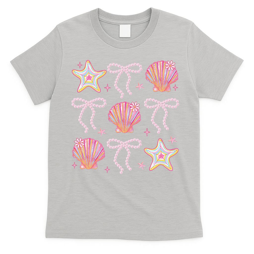 Summer Vibe Coquette Bow Pearl Clam Starfish Cotton Candy T-Shirt