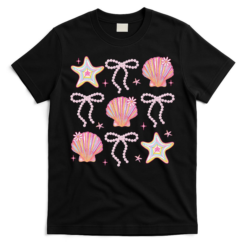Summer Vibe Coquette Bow Pearl Clam Starfish Cotton Candy T-Shirt
