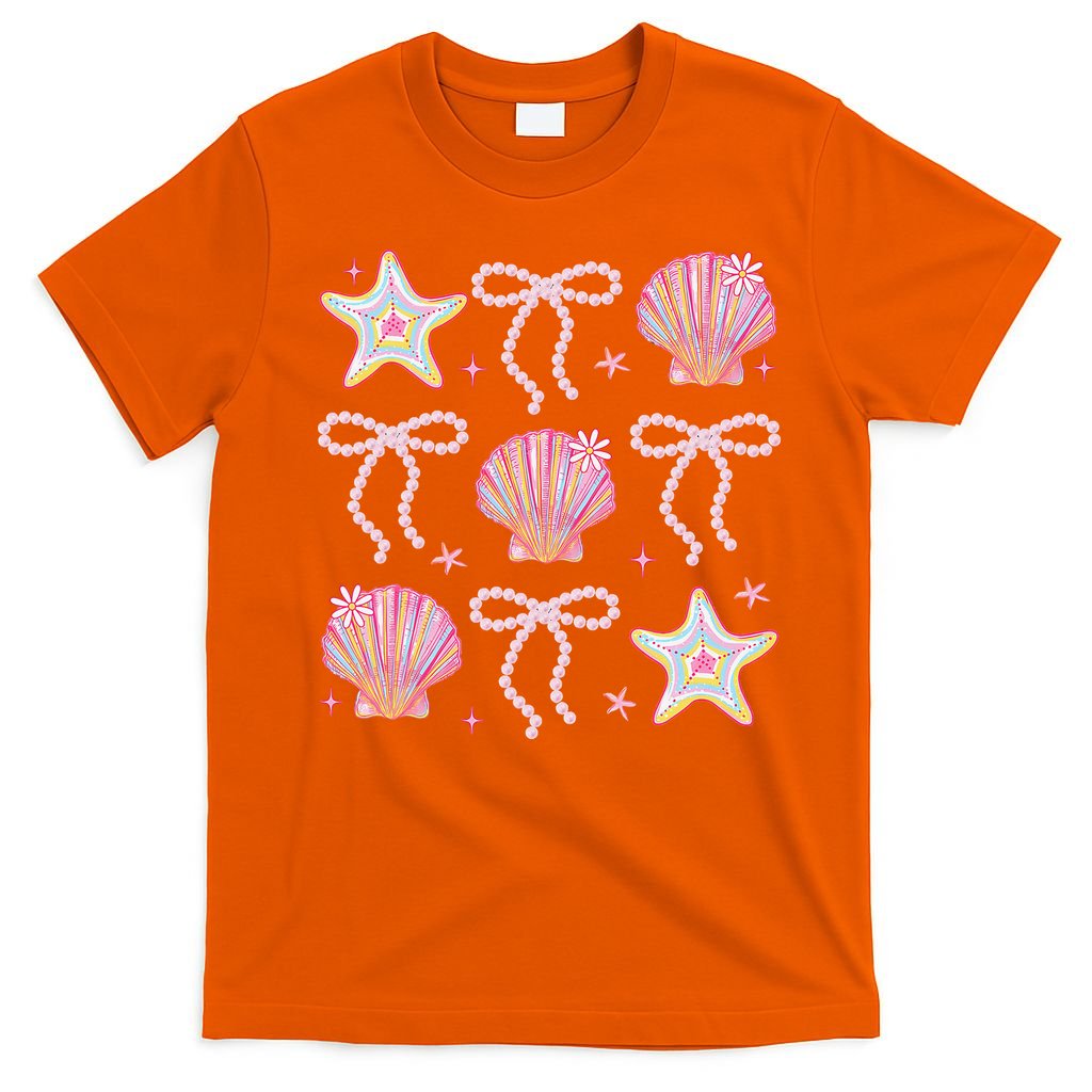 Summer Vibe Coquette Bow Pearl Clam Starfish Cotton Candy T-Shirt