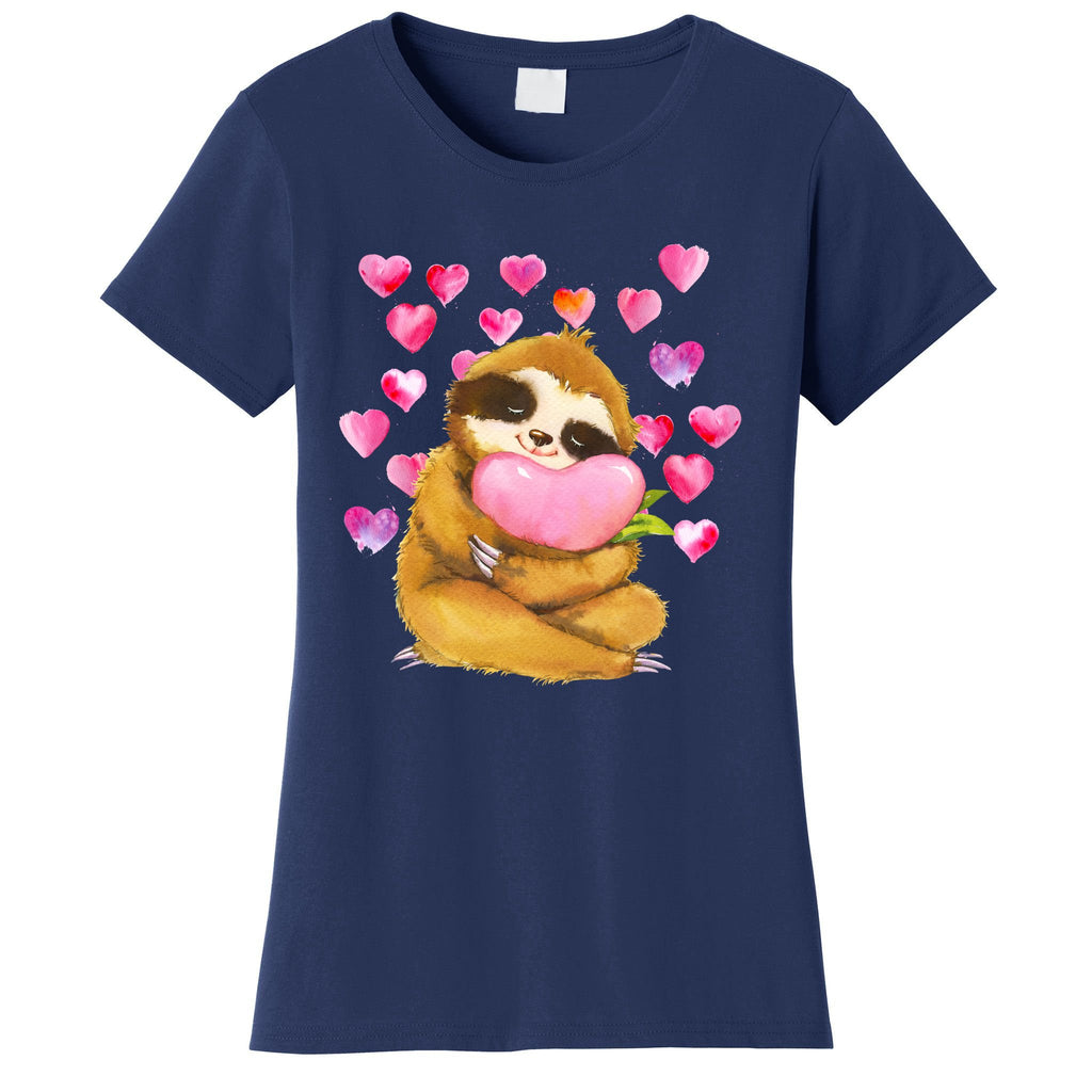Sloth Valentine's Day Cute Sloth Hugging A Heart Women's T-Shirt