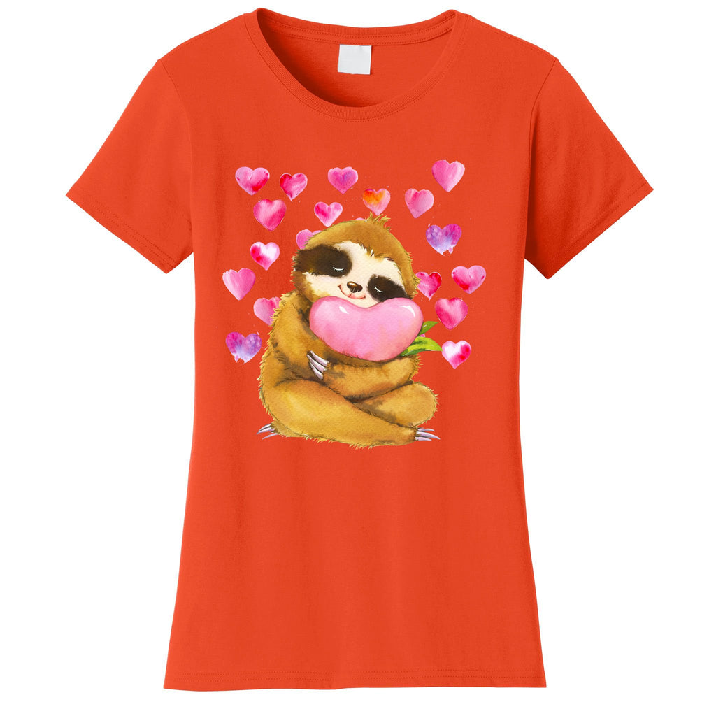 Sloth Valentine's Day Cute Sloth Hugging A Heart Women's T-Shirt
