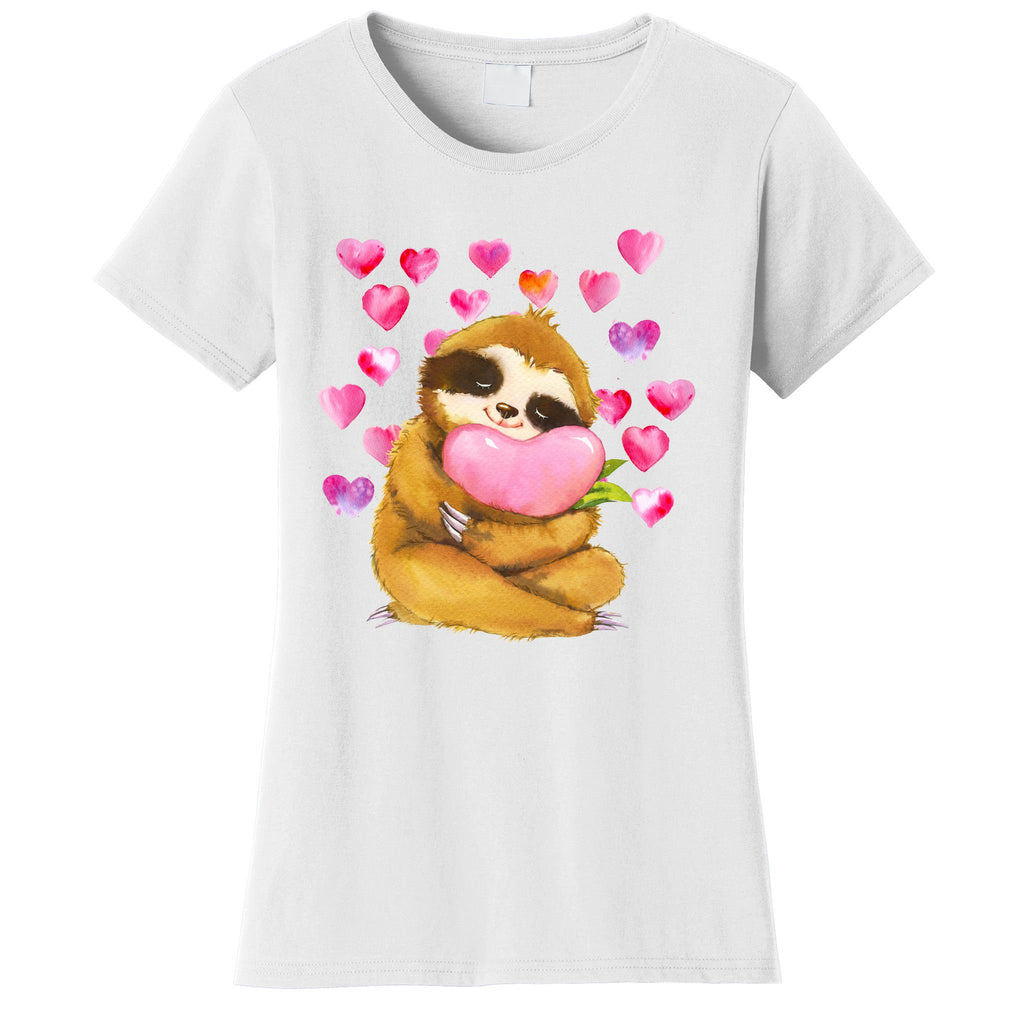 Sloth Valentine's Day Cute Sloth Hugging A Heart Women's T-Shirt