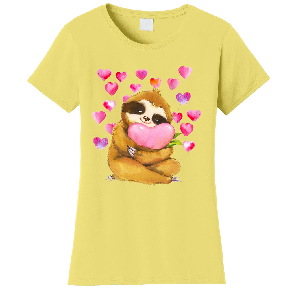 Sloth Valentine's Day Cute Sloth Hugging A Heart Women's T-Shirt