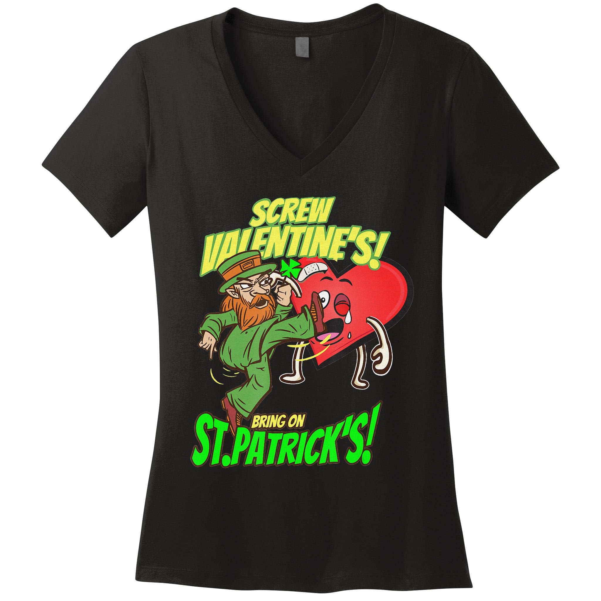 screw valentine heart funny st.patrick's day Women's V-Neck T-Shirt