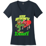 screw valentine heart funny st.patrick's day Women's V-Neck T-Shirt