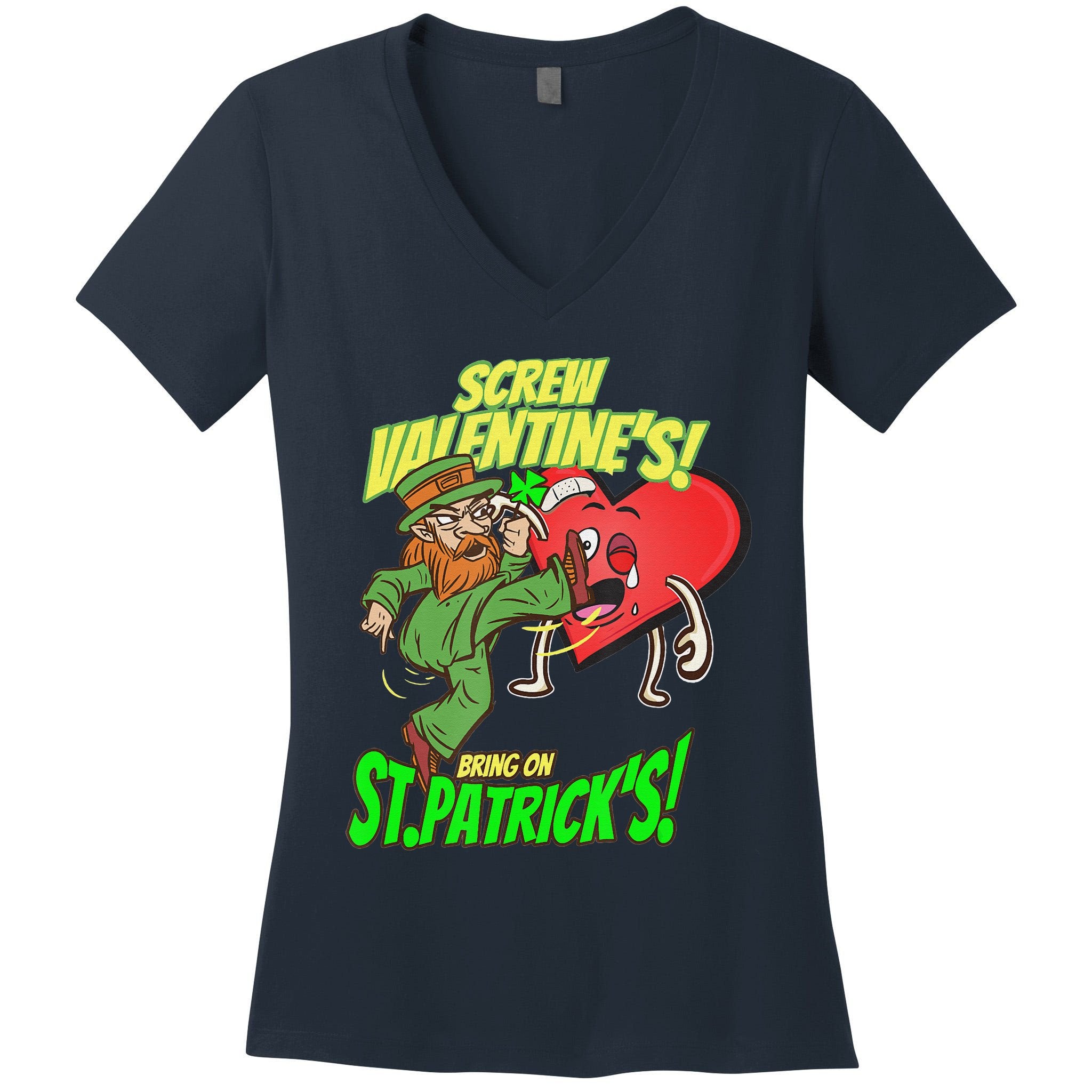 screw valentine heart funny st.patrick's day Women's V-Neck T-Shirt