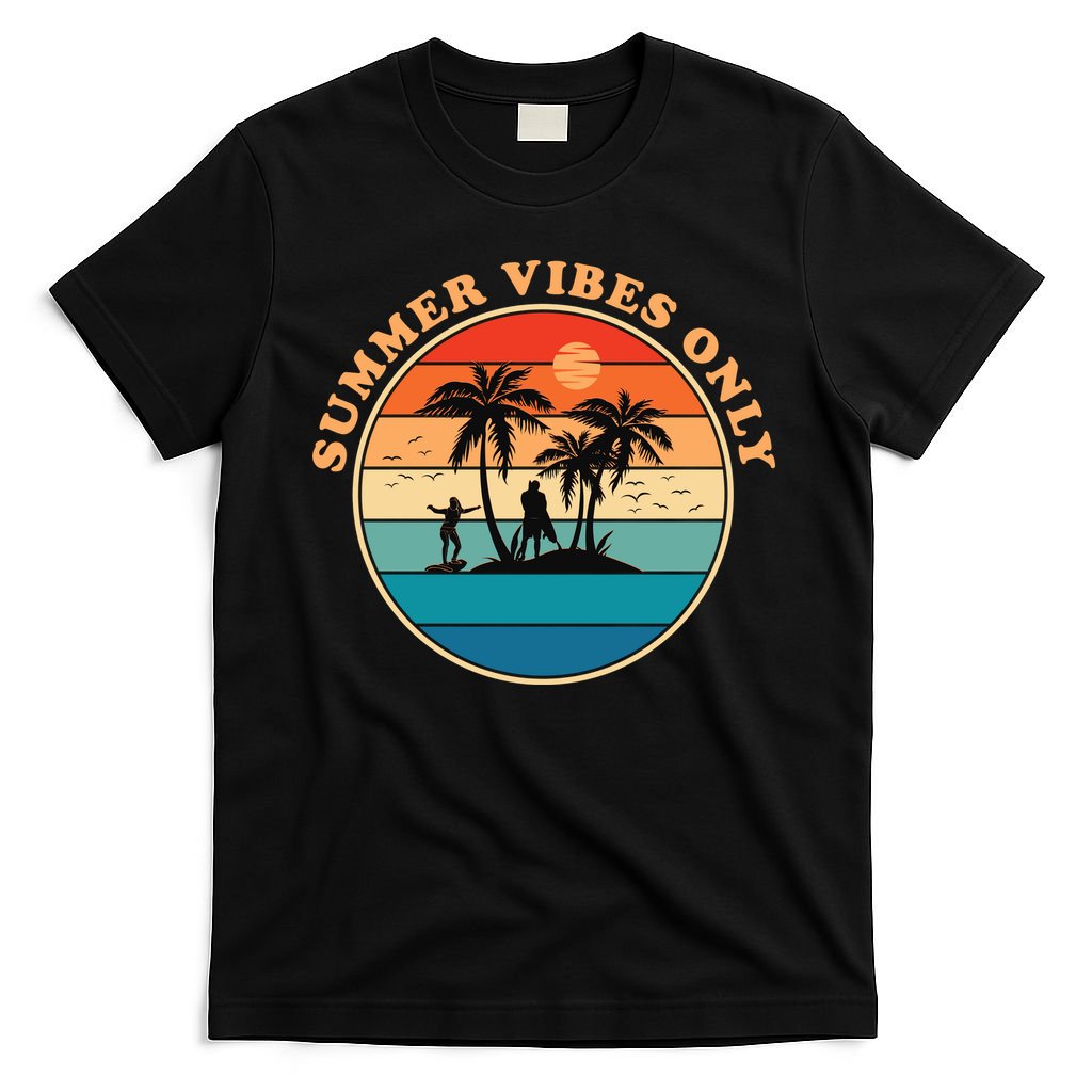Summer Vibes Only Retro Beach Sunset T-Shirt