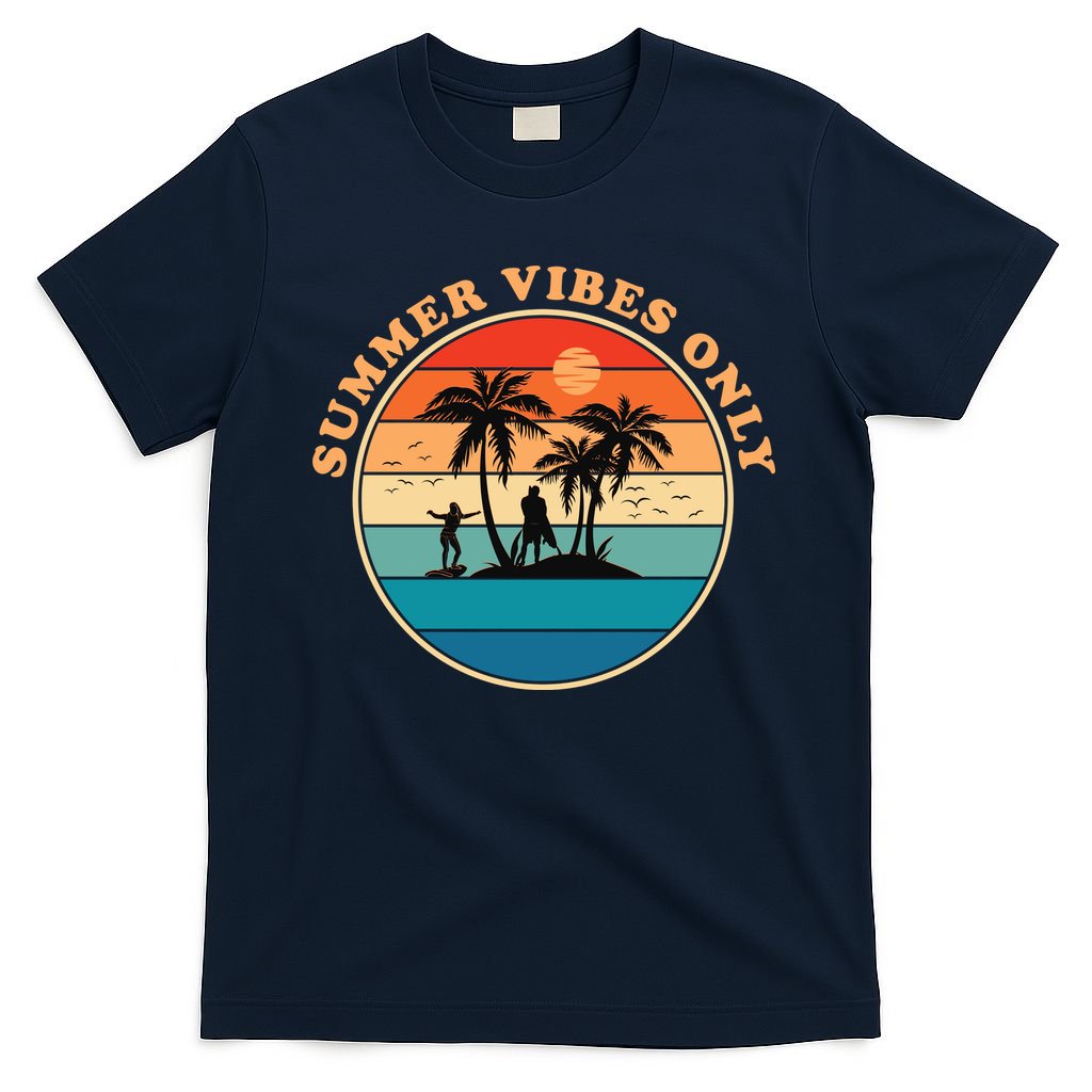 Summer Vibes Only Retro Beach Sunset T-Shirt
