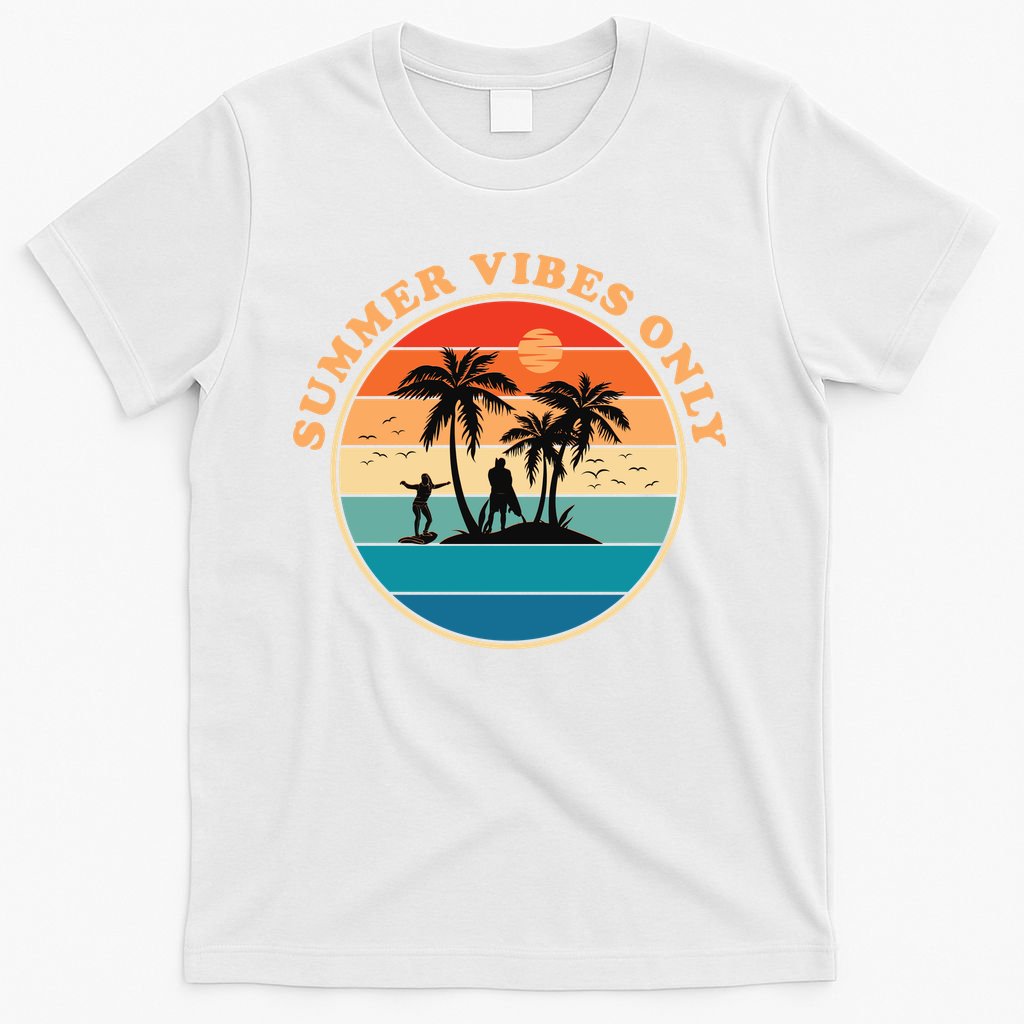 Summer Vibes Only Retro Beach Sunset T-Shirt
