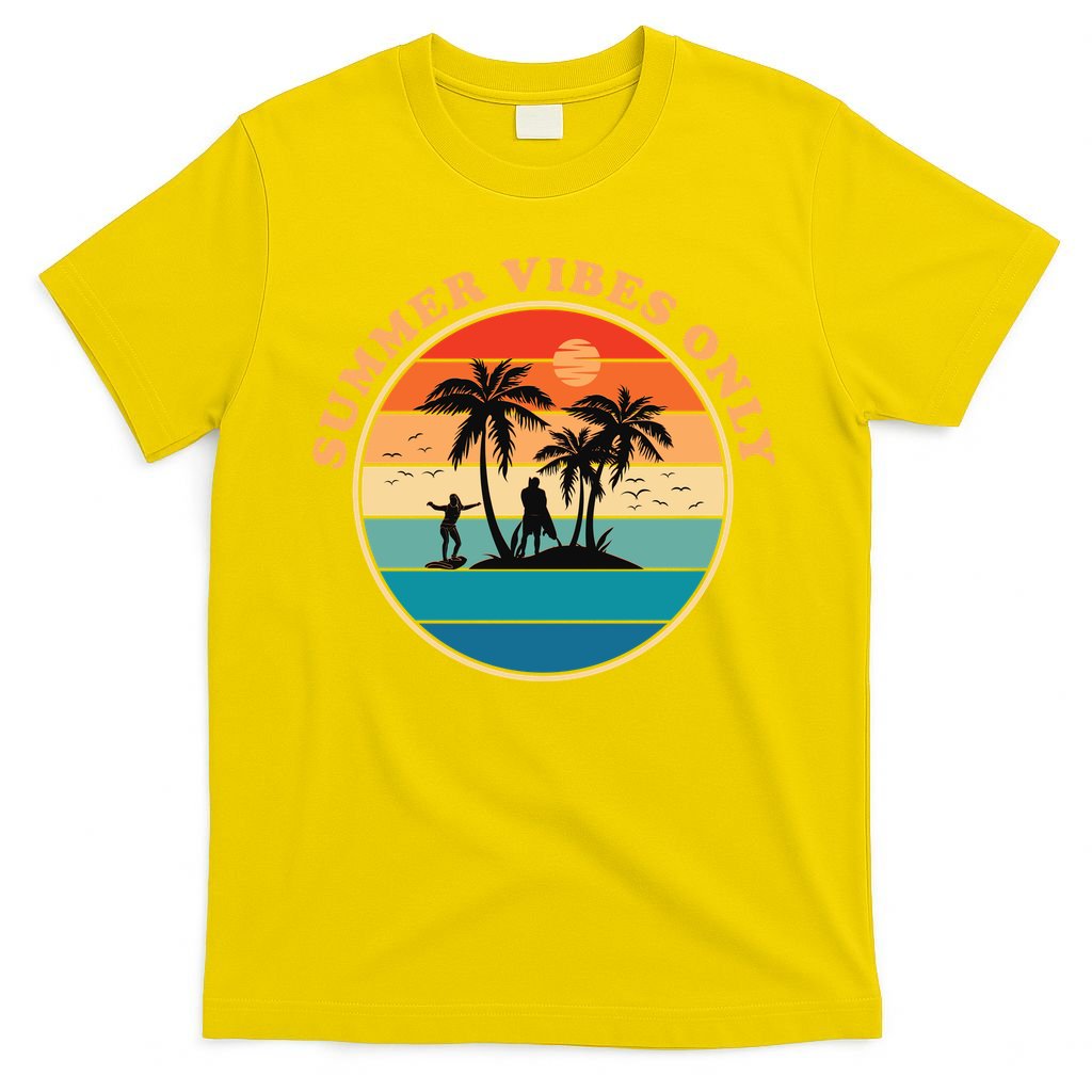 Summer Vibes Only Retro Beach Sunset T-Shirt