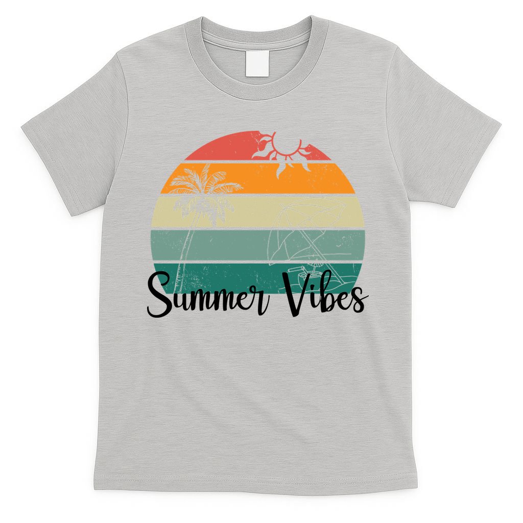 Summer Vibes Palm Trees Retro Sunset T-Shirt