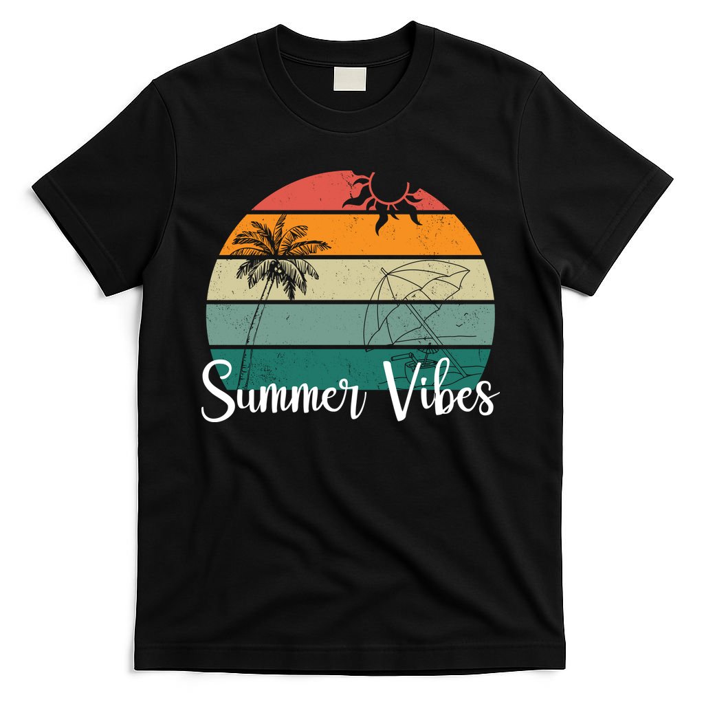 Summer Vibes Palm Trees Retro Sunset T-Shirt