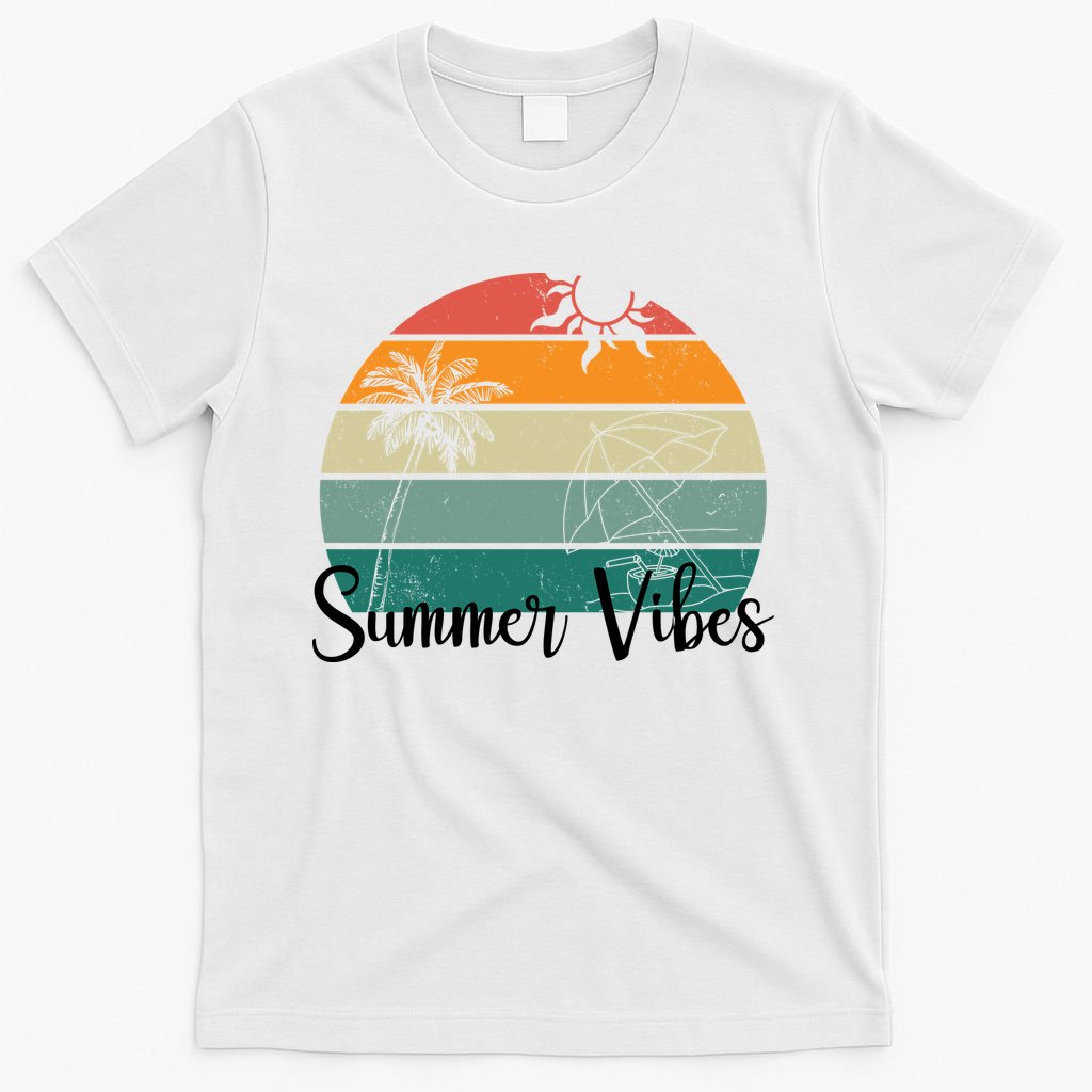 Summer Vibes Palm Trees Retro Sunset T-Shirt