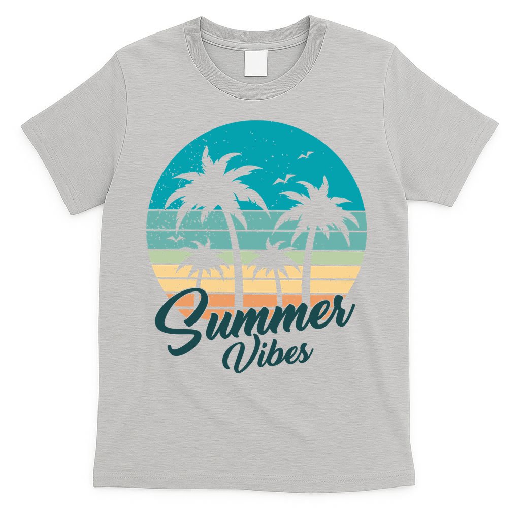 Summer Vibes Retro Sunset Vintage Palm Tree T-Shirt