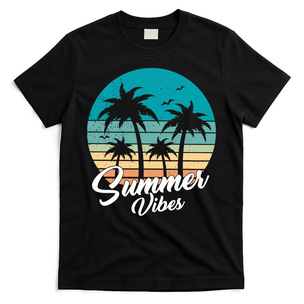 Summer Vibes Retro Sunset Vintage Palm Tree T-Shirt