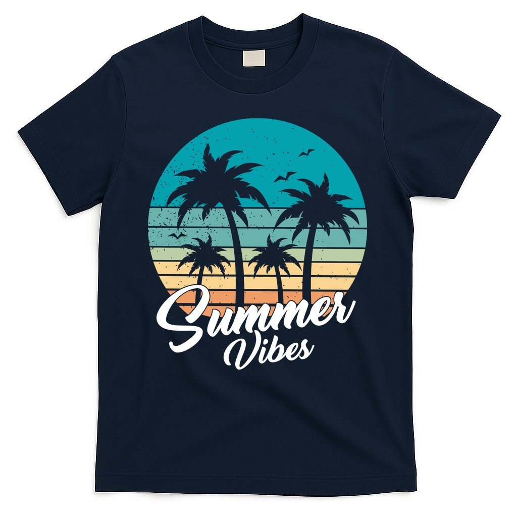 Summer Vibes Retro Sunset Vintage Palm Tree T-Shirt