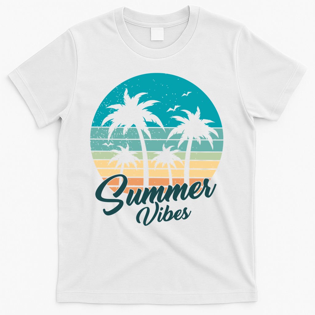 Summer Vibes Retro Sunset Vintage Palm Tree T-Shirt