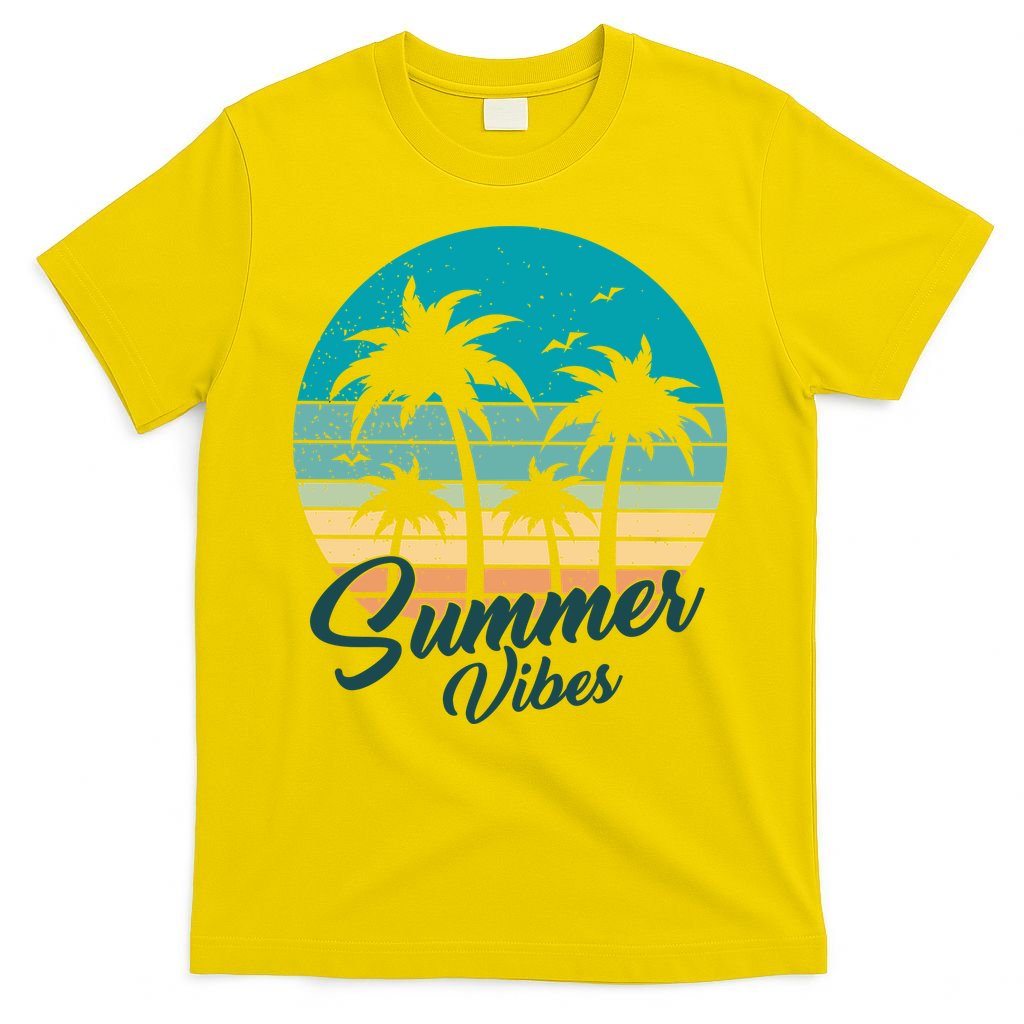 Summer Vibes Retro Sunset Vintage Palm Tree T-Shirt