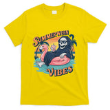 Summerween Vibes Skeleton Flamingo Float Summer Halloween T-Shirt