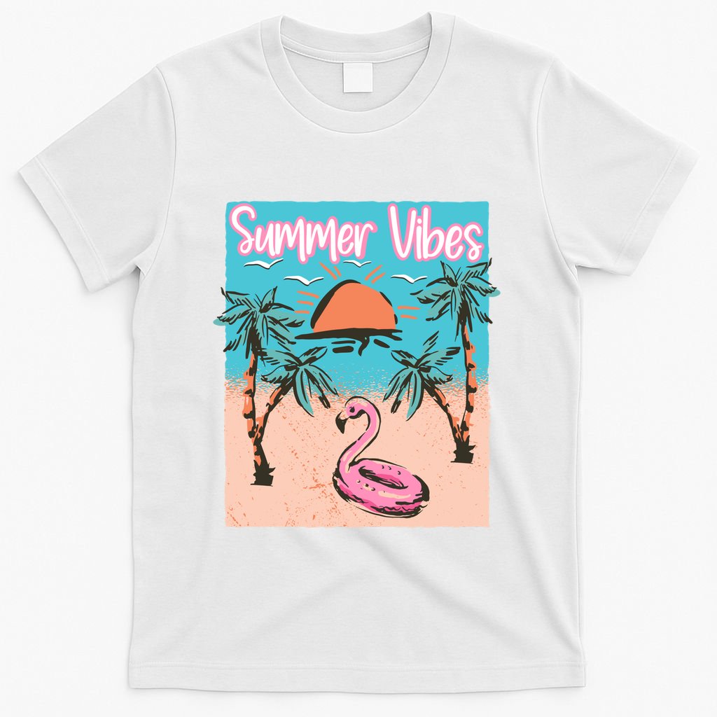 Summer Vibes Vacay Beach Flamingo Vacation Gift T-Shirt