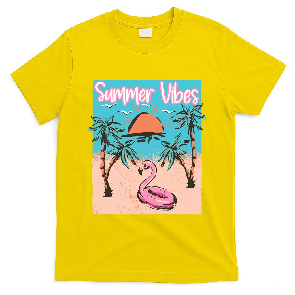 Summer Vibes Vacay Beach Flamingo Vacation Gift T-Shirt