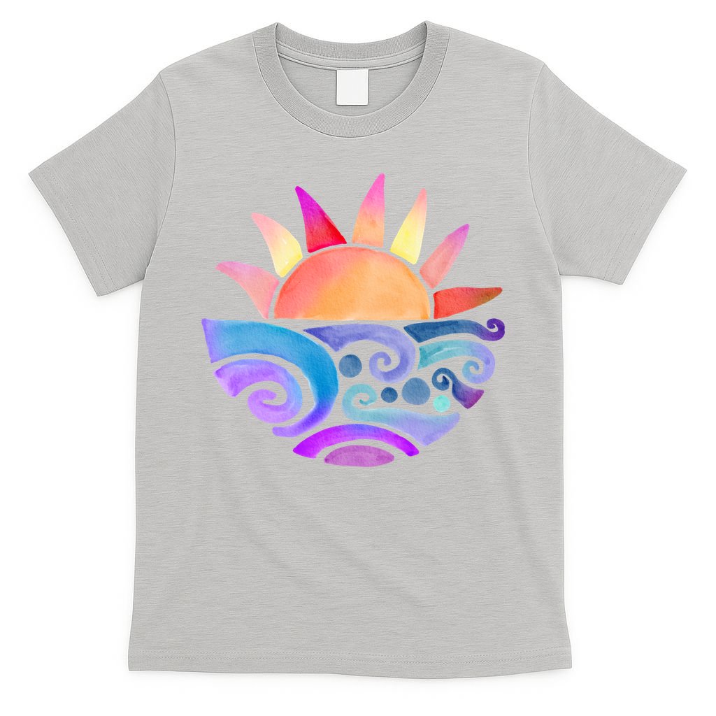 Summer Water Color Sunset Beach T-Shirt