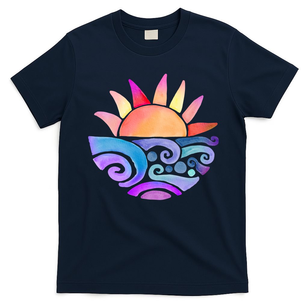 Summer Water Color Sunset Beach T-Shirt