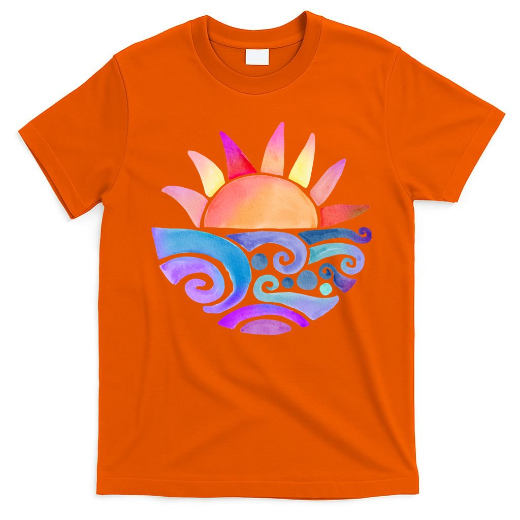 Summer Water Color Sunset Beach T-Shirt