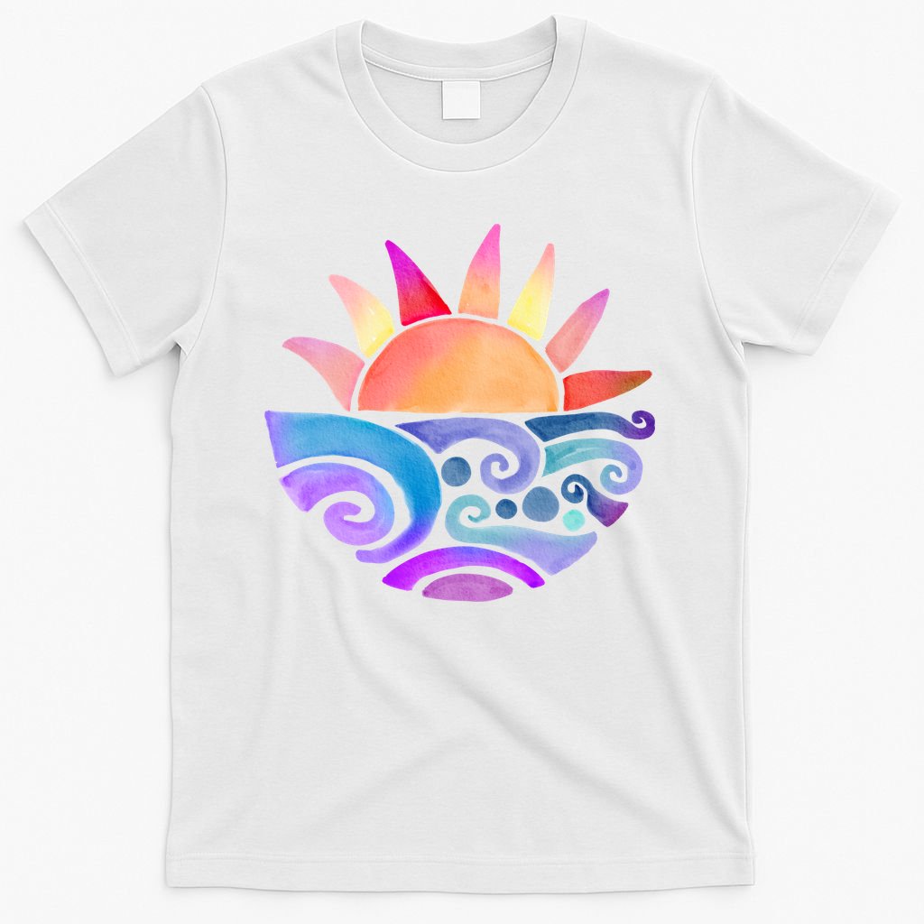 Summer Water Color Sunset Beach T-Shirt