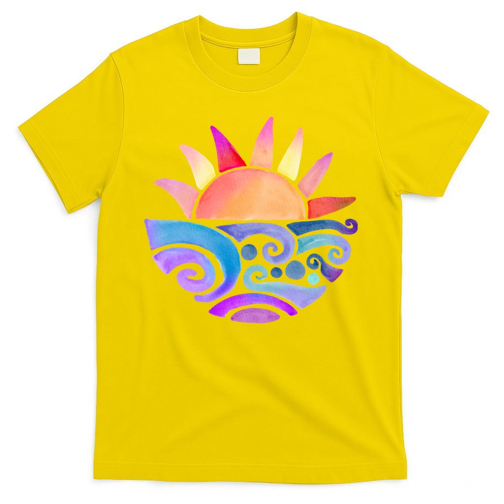 Summer Water Color Sunset Beach T-Shirt