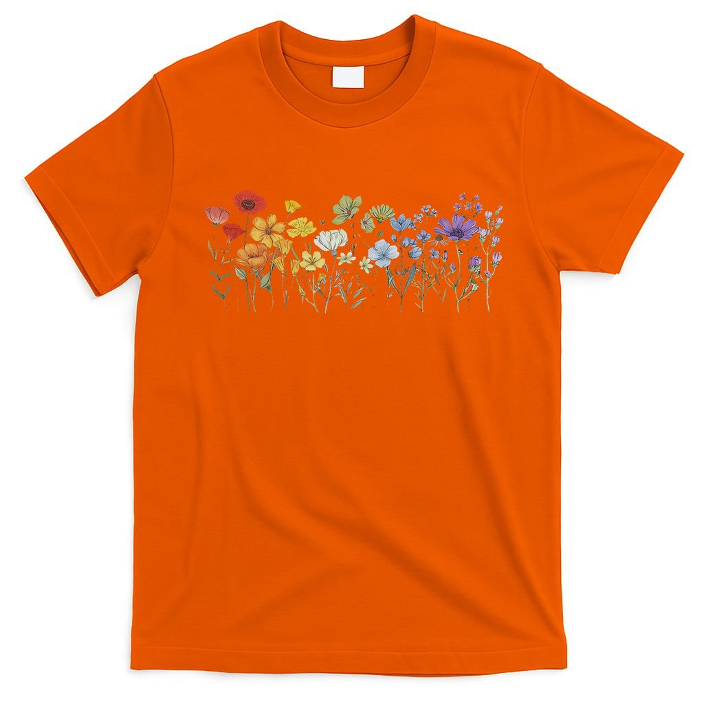 Subtle Wildflowers Lgbtq Month Rainbow Florals T-Shirt