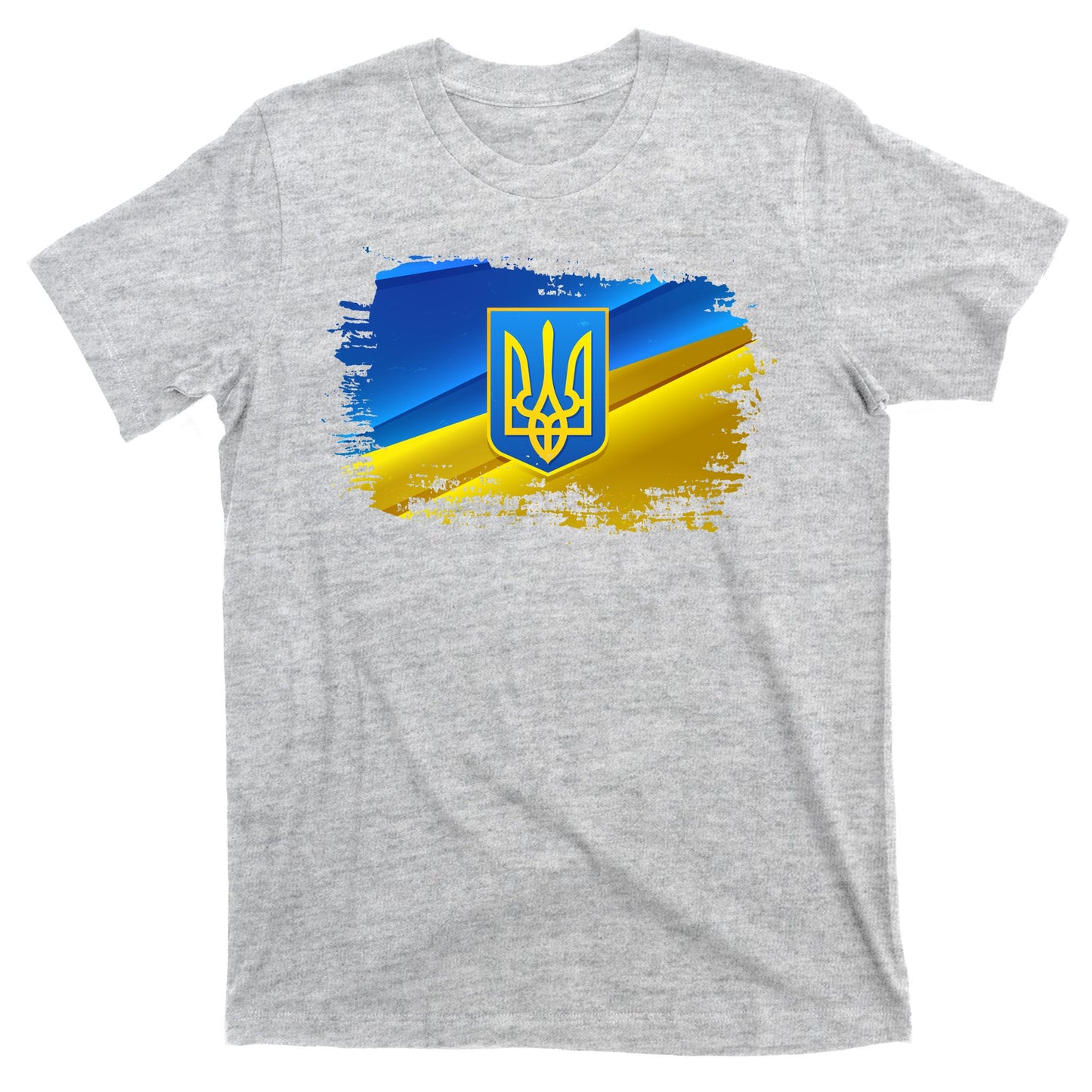 Stand With Ukraine Distressed Coat Of Arms Crest Flag T-Shirt