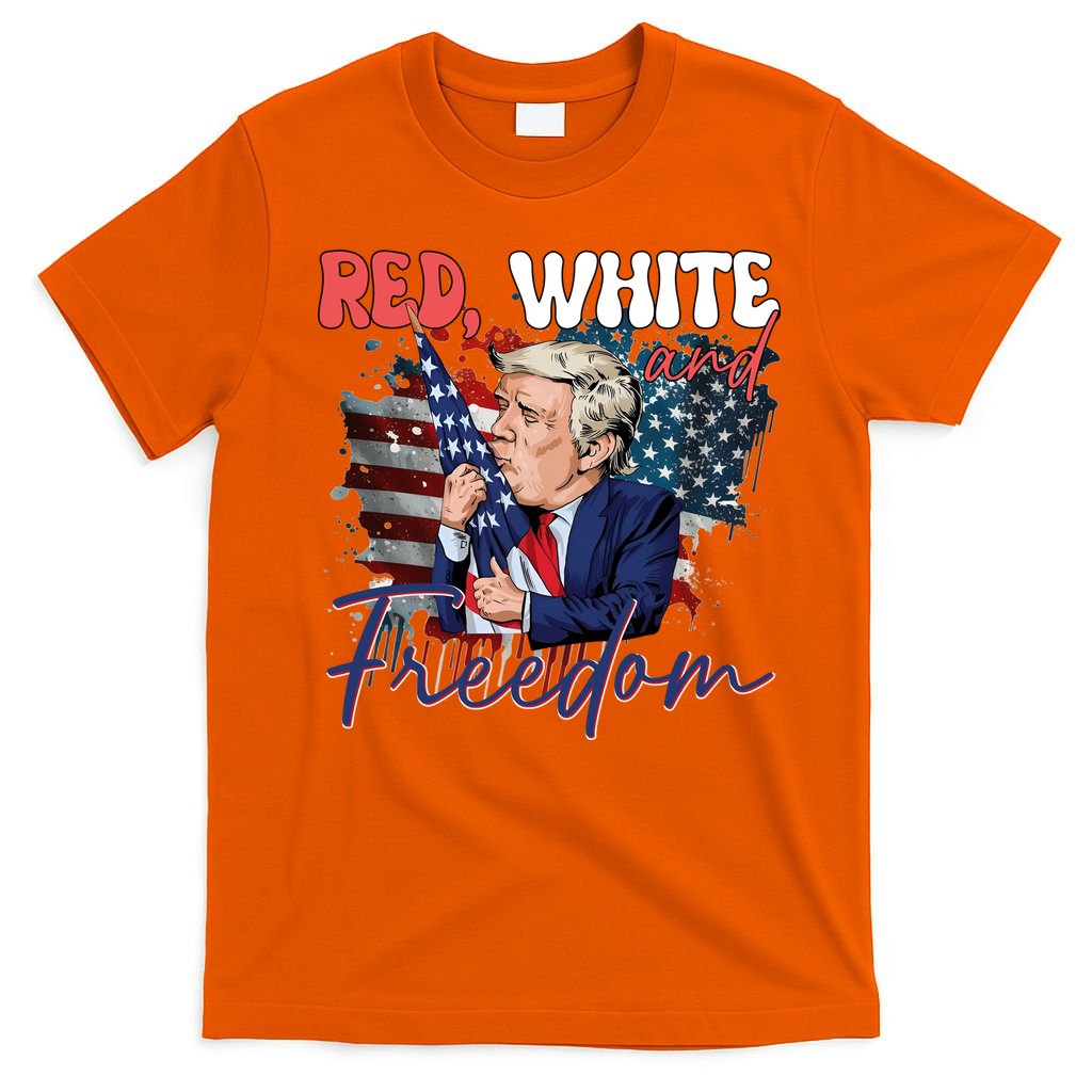 Trump 4th Of July Red White And Freedom Donald Trump Fourth Of July T-Shirt