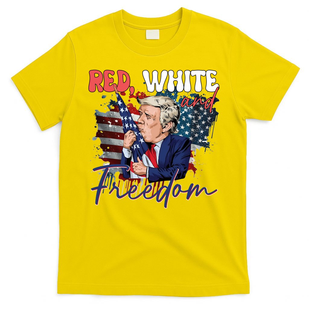 Trump 4th Of July Red White And Freedom Donald Trump Fourth Of July T-Shirt