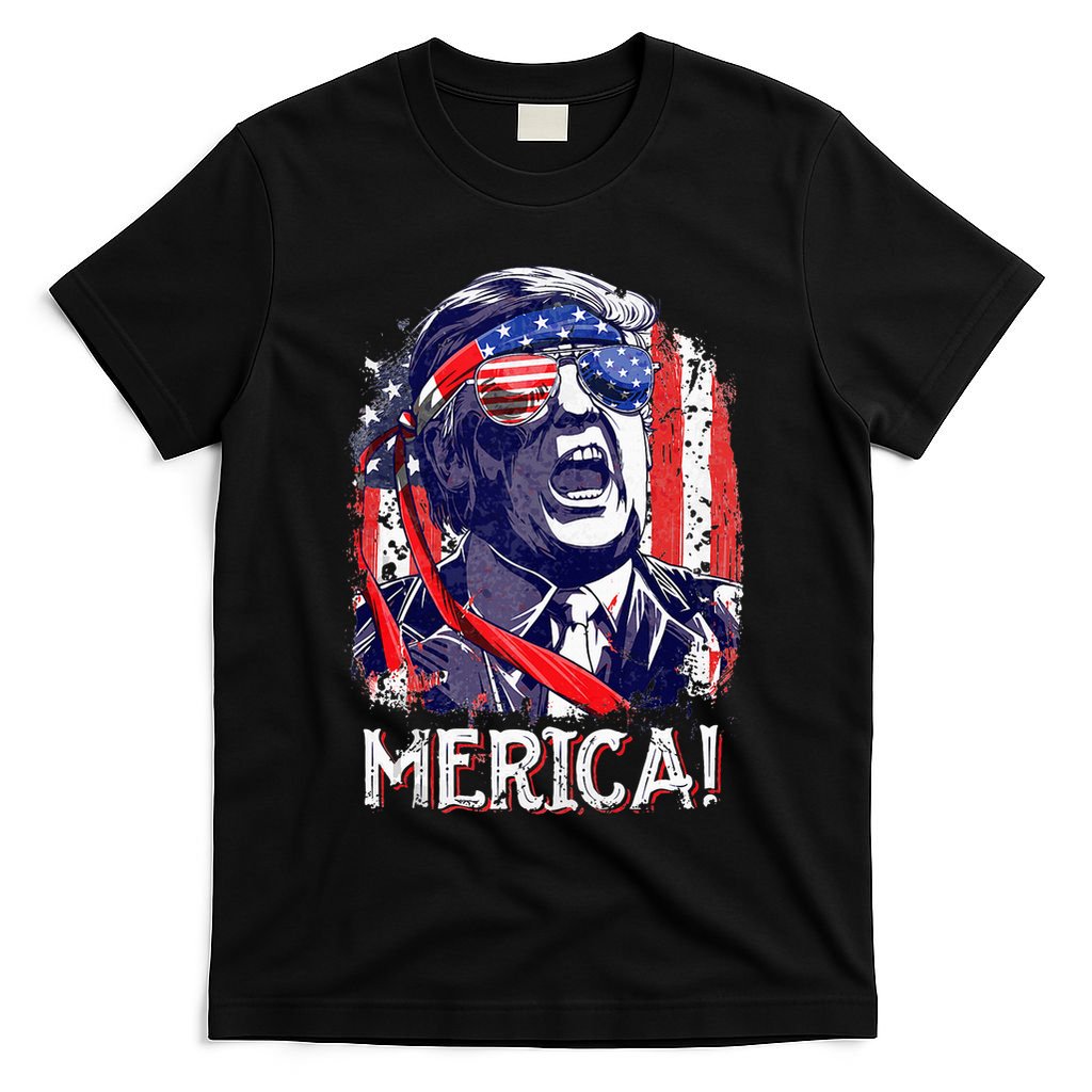 Trump 4th Of July Merica Women Usa American Flag T-Shirt