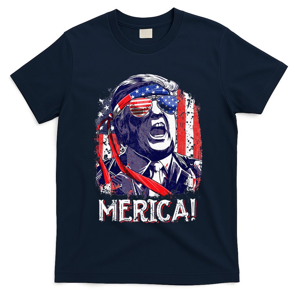 Trump 4th Of July Merica Women Usa American Flag T-Shirt