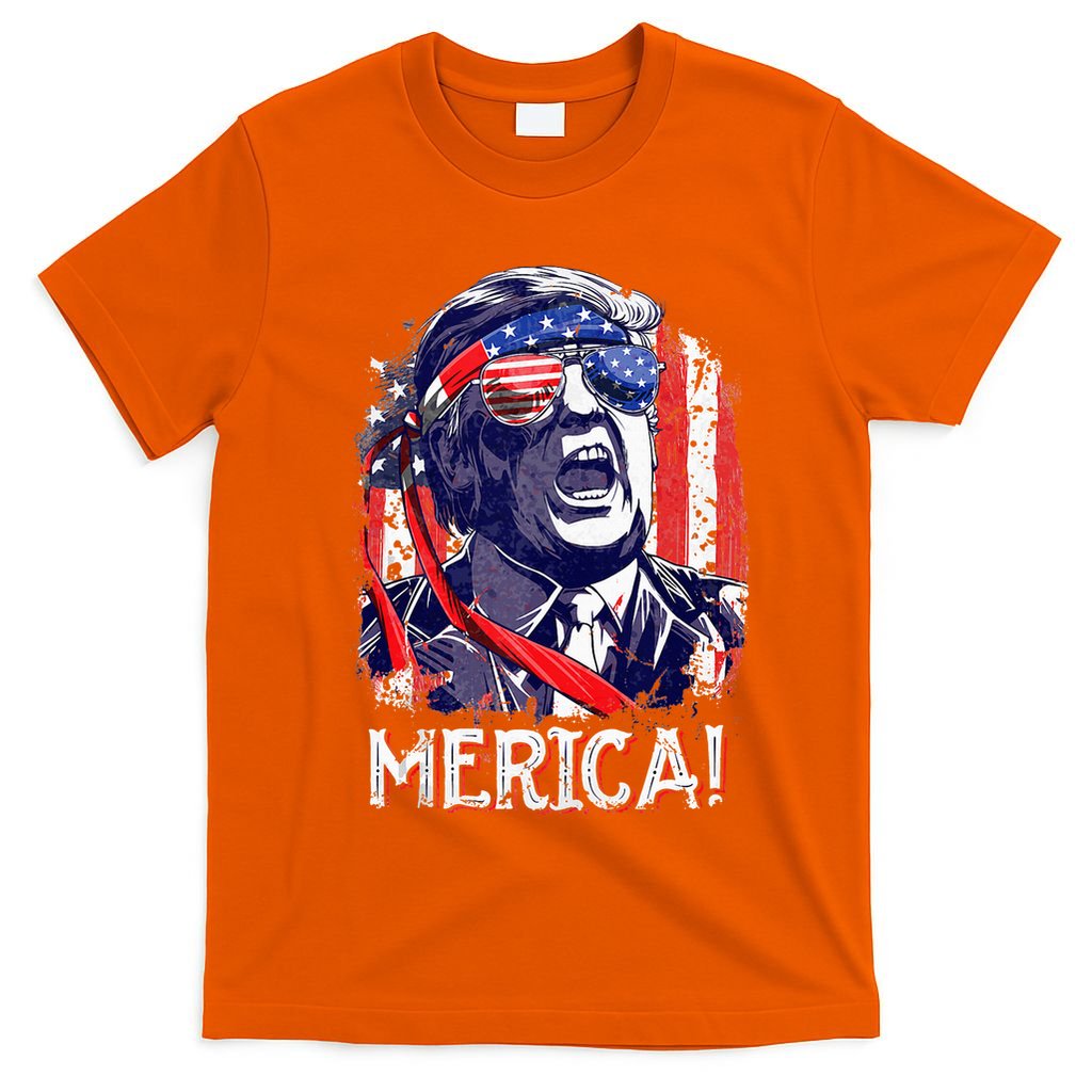 Trump 4th Of July Merica Women Usa American Flag T-Shirt
