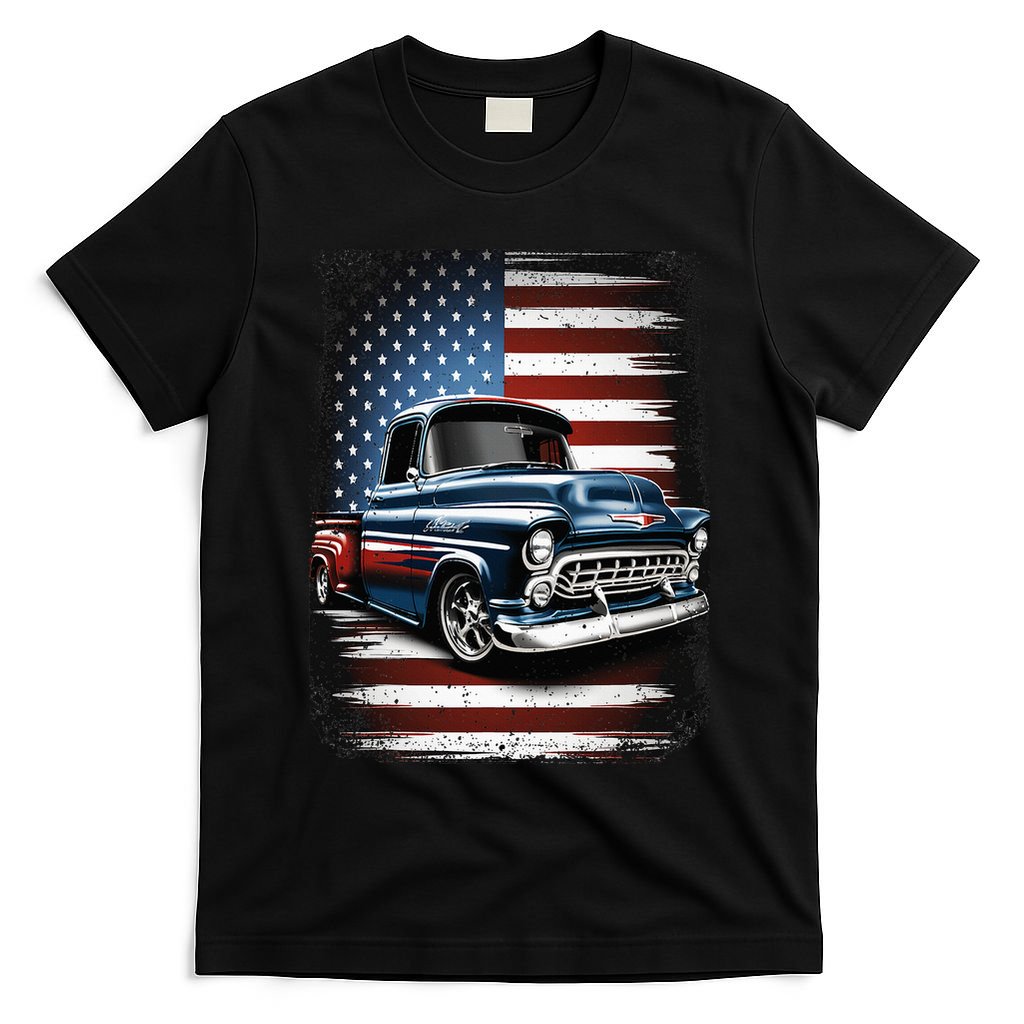 Truck American Flag 4th Of July Patriotic T-Shirt