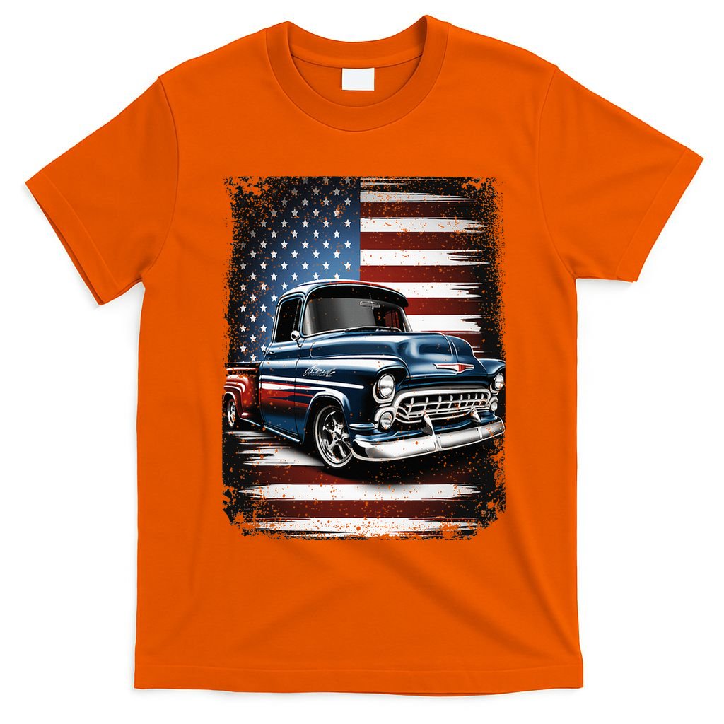 Truck American Flag 4th Of July Patriotic T-Shirt