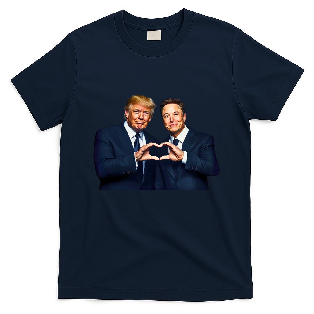 Trump And Musk One Heart Team Funny T-Shirt