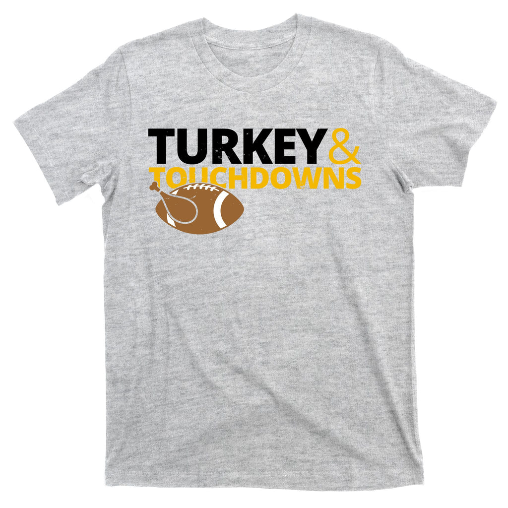 Turkey And Touchdowns Football Festive Thanksgiving T-Shirt