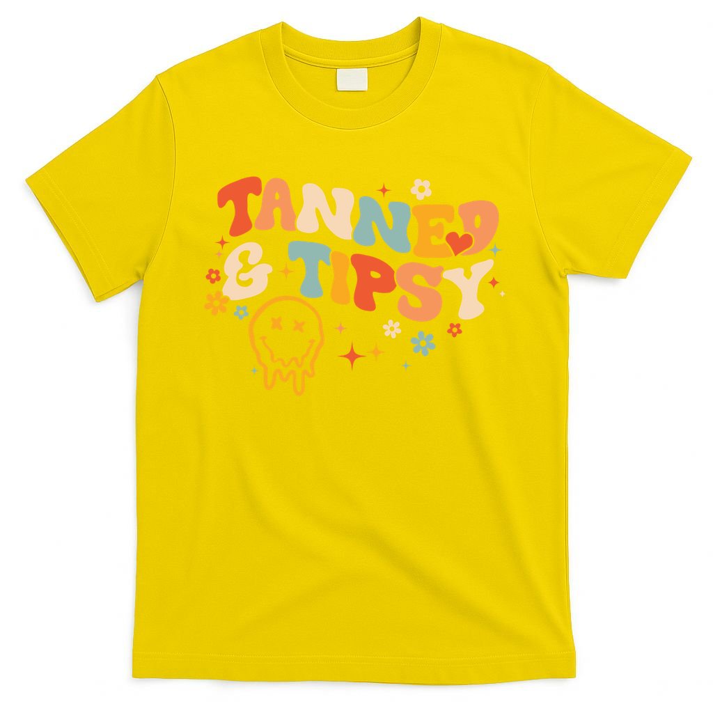 Tanned And Tipsy Funny Summer Tops Beach Meaningful Gift T-Shirt