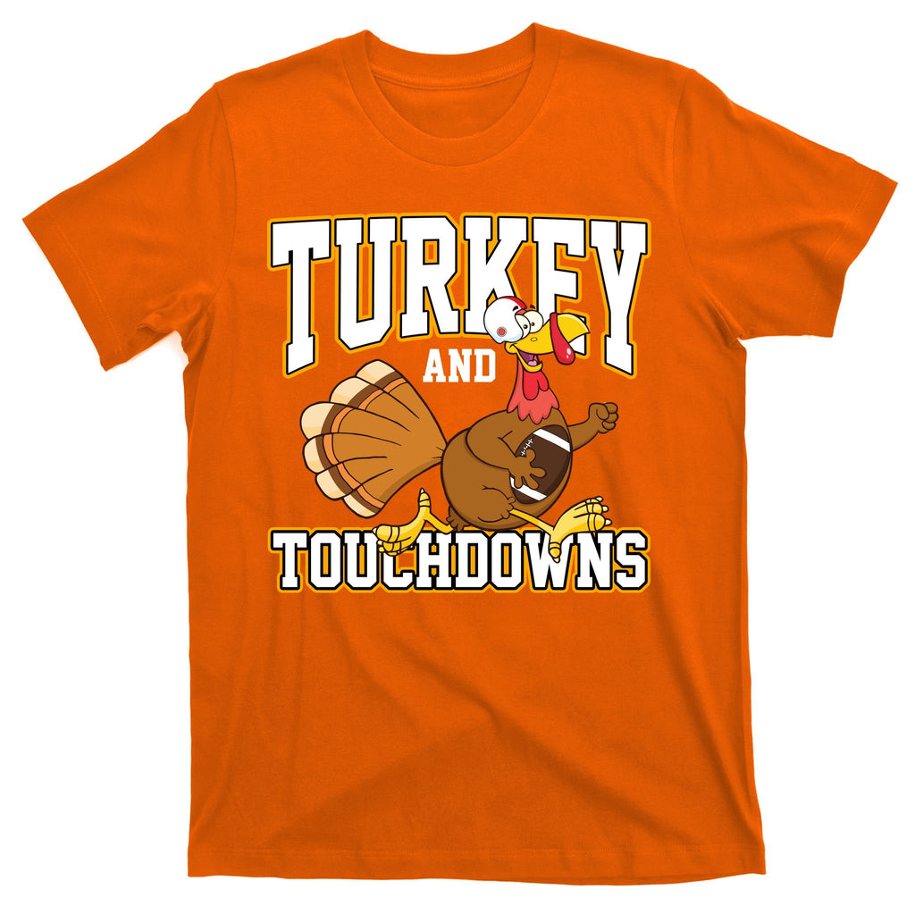 Turkey And Touchdowns Thanksgiving Football T-Shirt